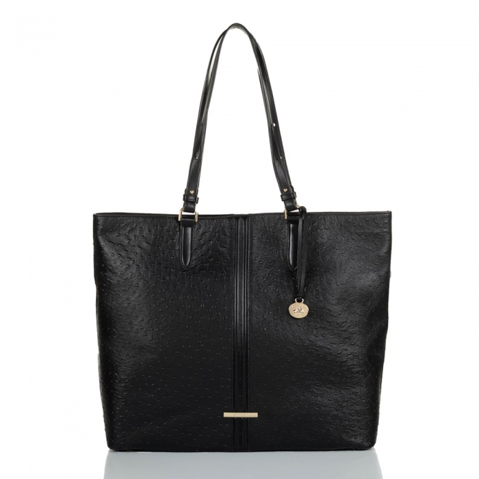 Brahmin Tansey Black Leather Open-Top Tote Bag ID:Brahmin-202718