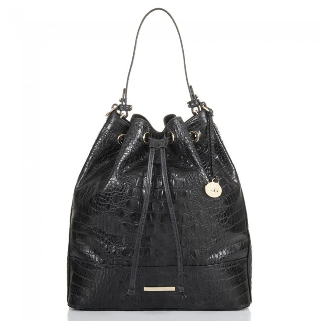Brahmin Marlowe Black Leather Bucket Bag | Black Barlow ID:Brahmin-202614