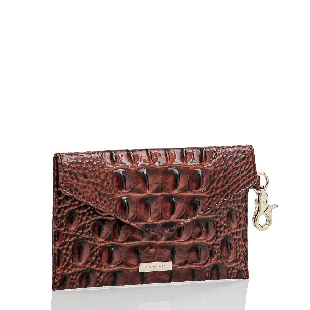 Brahmin Mini Envelope Case | Pecan Leather Envelope Wallet ID:Brahmin-202706