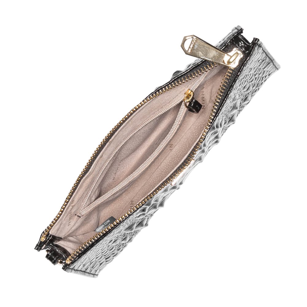 Brahmin Daisy Black Leather Wristlet | Black Melbourne ID:Brahmin-203248