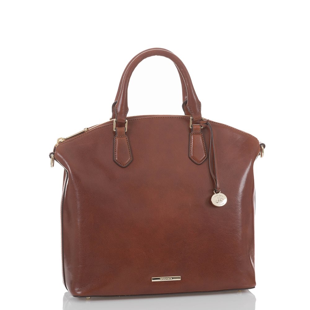 Brahmin Large Duxbury Soft Leather Satchel | Cognac Topsail ID:Brahmin-203030