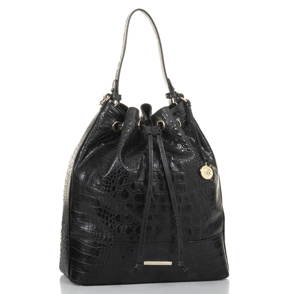 Brahmin Marlowe Black Leather Bucket Bag | Black Barlow ID:Brahmin-202614